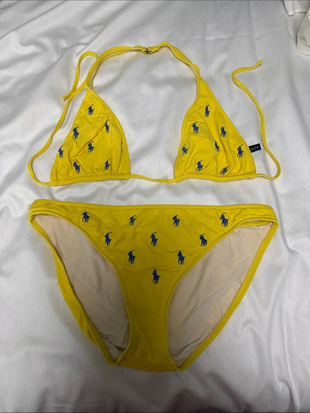 Ralph Lauren Yellow Bikini Set with Blue Polo Embroidery